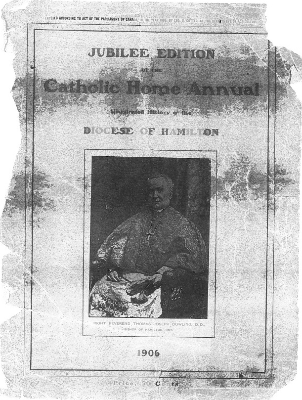 Photograph of the front page of the Illustrated History of the Diocese of Hamilton, published in1908.